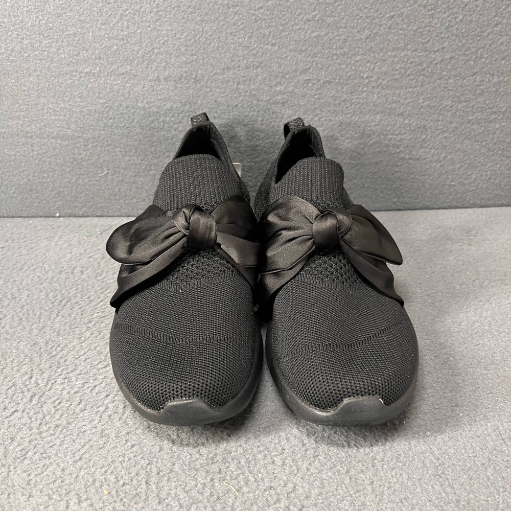 Skechers Black Slip-On Sneakers with Satin Bow